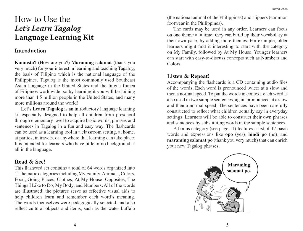 Let's Learn Tagalog Kit: A Fun Guide for Children's Language Learning (Flash Cards, Audio, Games & Songs, Learning