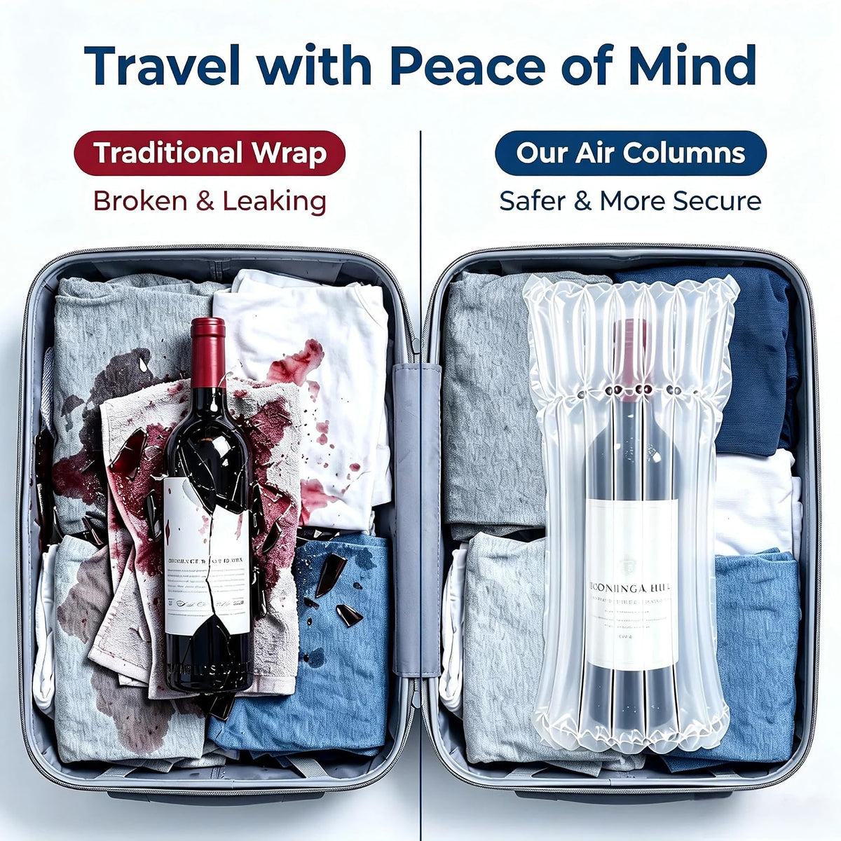 Wine Bottle Travel Protector Bags, 10 Pcs Inflatable Wine Shipping Sleeves