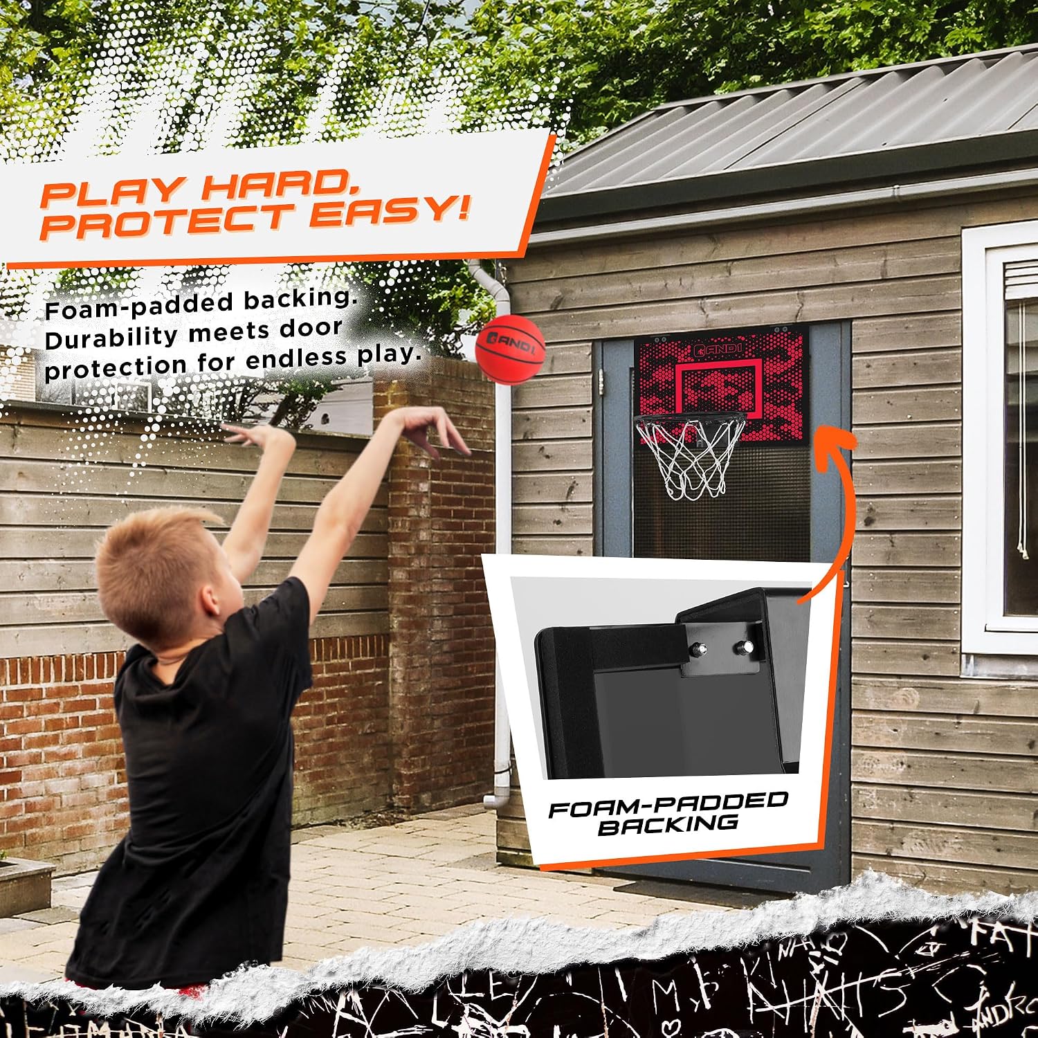 Over the Door Mini Basketball Hoop: 18x12 Shatterproof Backboard, 2 Mini Basketballs, and Hand Pump Included