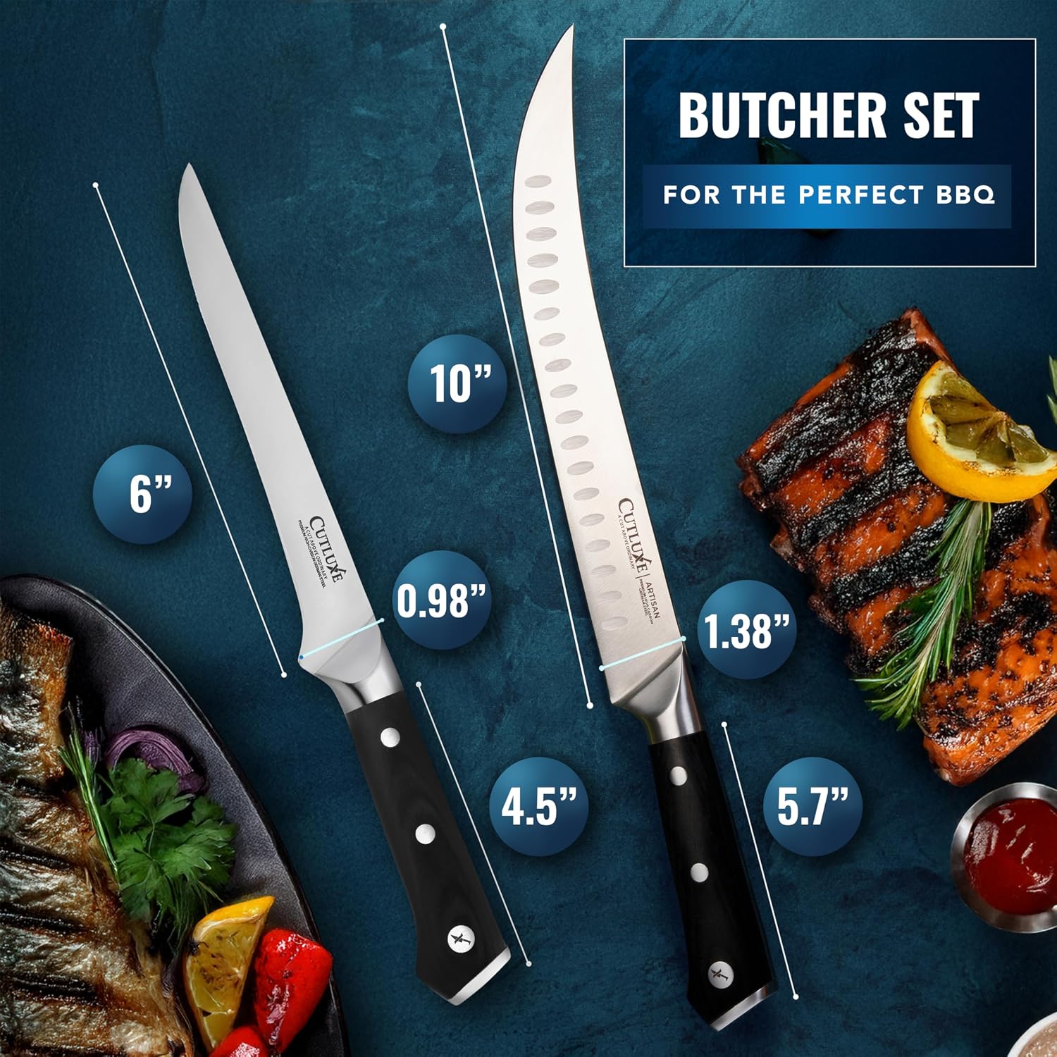 Butcher Carving Set, Cimeter Breaking & Boning Knife for Meat