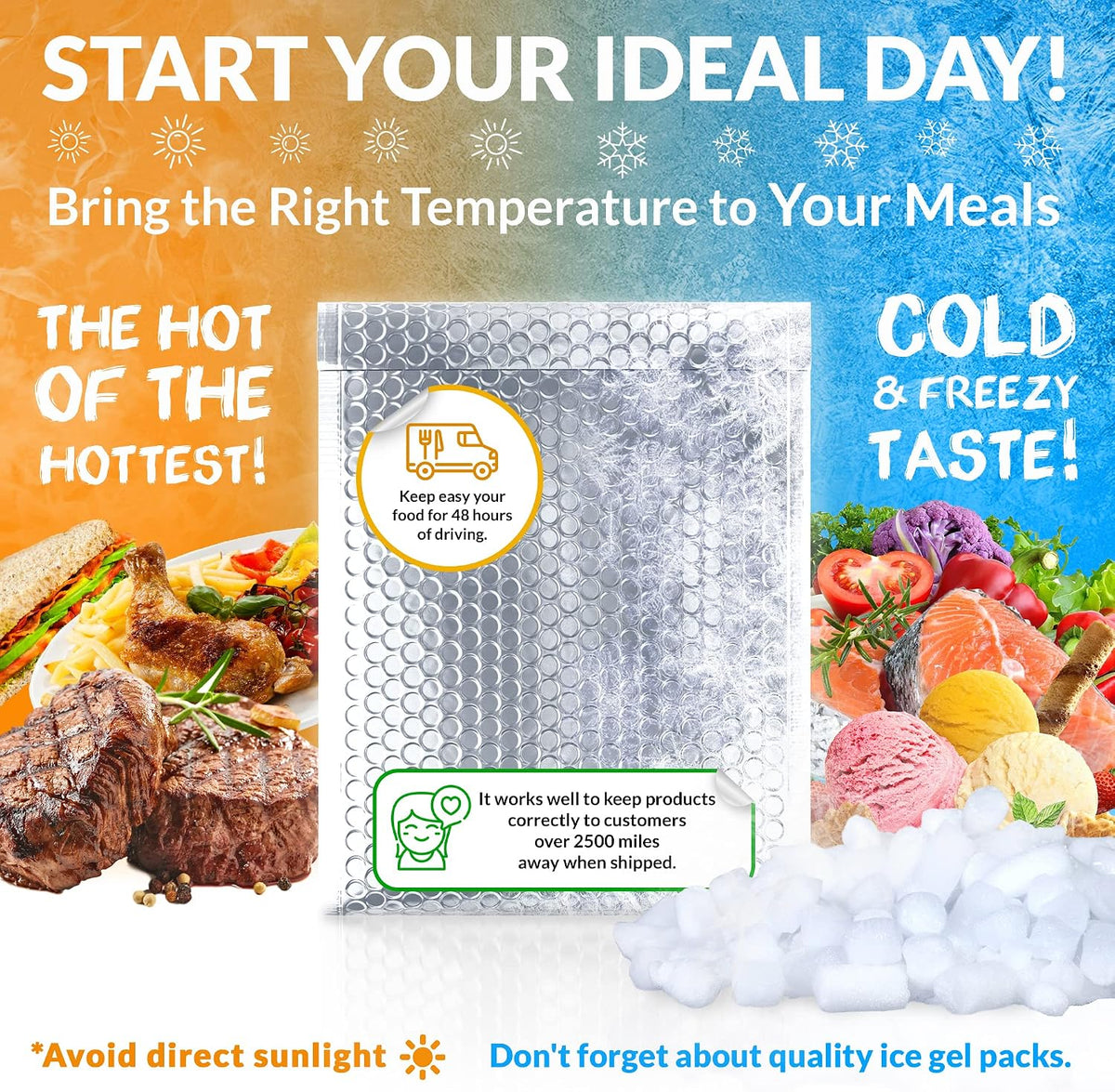 Thermal Bubble Mailer, 6 x 6 Inch Metallic Foil Insulated Envelopes, 25 Pack Self Seal Waterproof Shipping Mailers