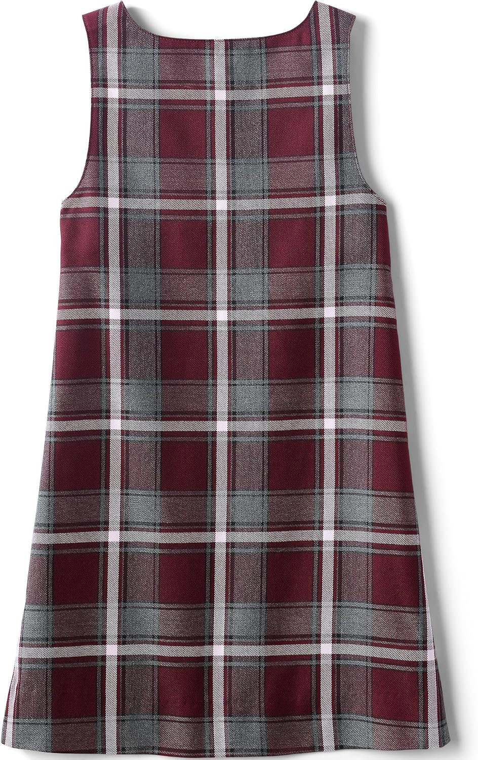 Girls Plaid Button Shoulder Patch Pocket Jumper 16 Burgundy/Gray Plaid