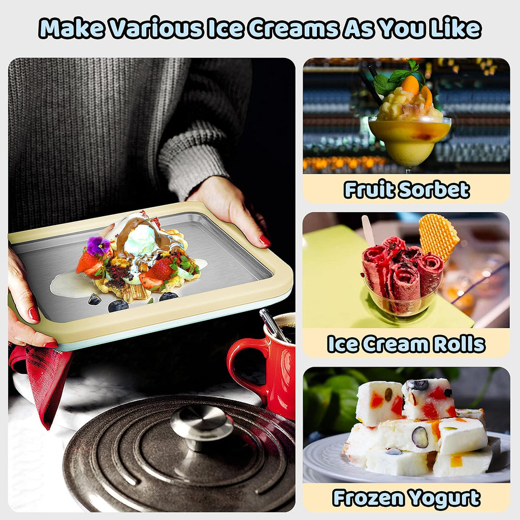 Ice Cream Roll Maker Rolled Ice Cream Machine, Sweet Spot Pan, Instant Cold Plate, Ideal for Making Rolled Ice Cream