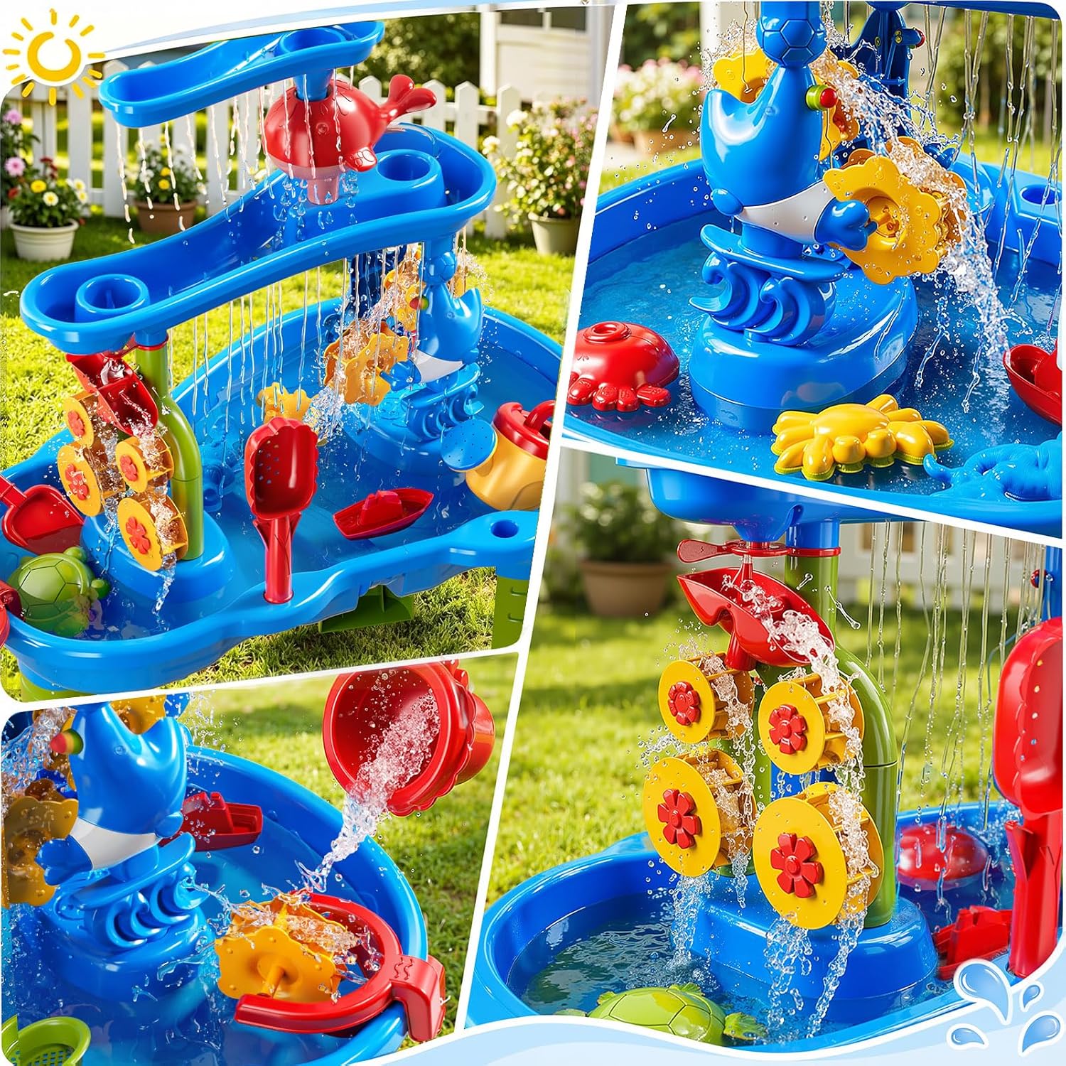 3-Tier Water Table for Kids Ages 4-8 3-5, Sand and Water Table for Toddler with Beach Toys, Outdoor Toys Activity