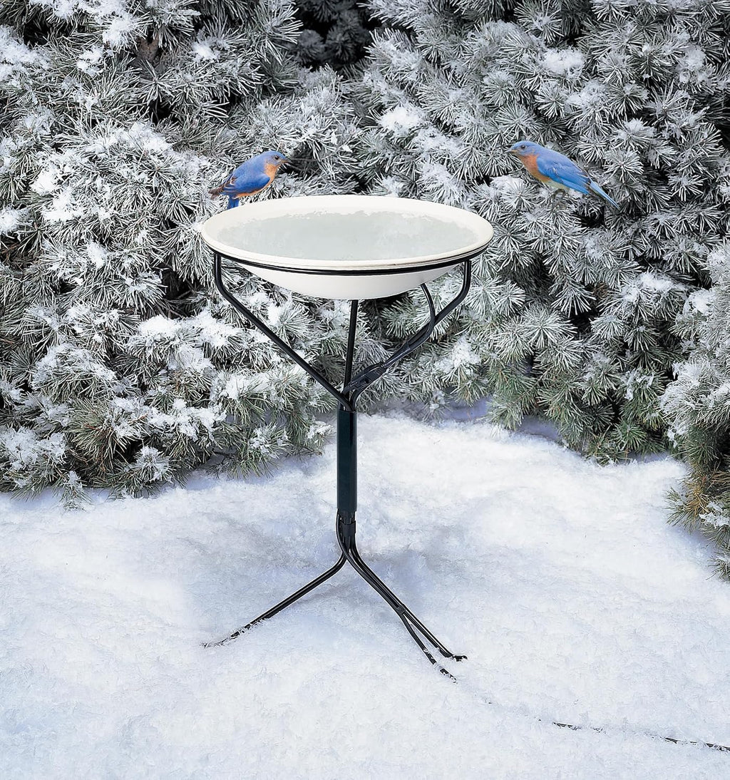 Allied Precision Industries (970) 20-Inch Diameter Heated Bird Bath with Metal Stand - 338348, Light stone color