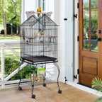 57-Inch Open Top Bird Cage with Rolling Stand & Slide-Out Tray