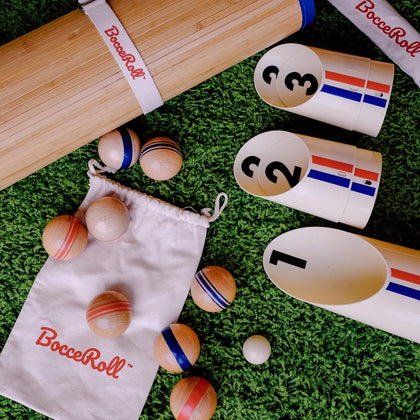 Yard Game – Modern Bocce Ball Set with Ramp & Targets | Portable BocceRoll Lawn Game for Backyard & Beach
