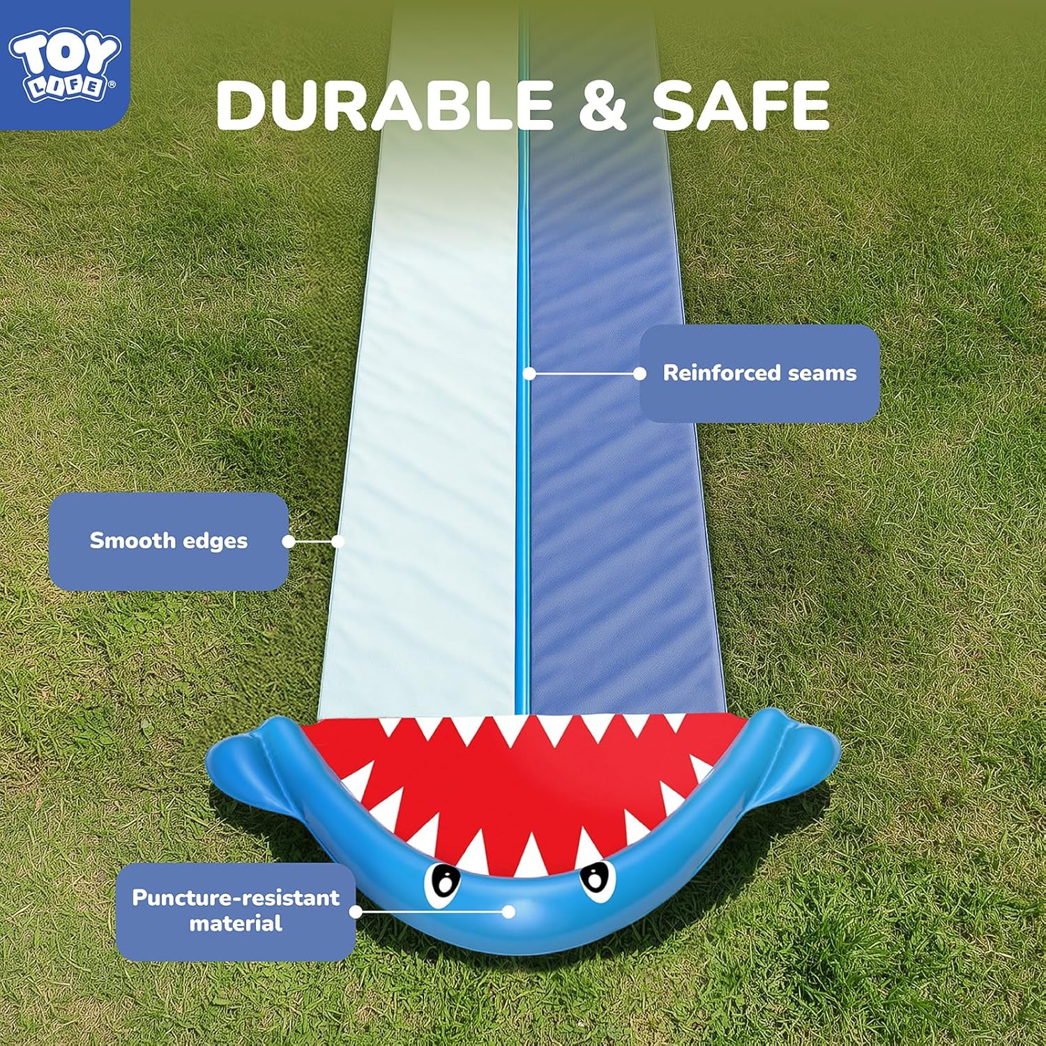 Giant Shark Water Slides for Kids 20Ft Waterslide Backyards Lawn with 2 Bodyboards, 2 Lane Slip Splash and Slide