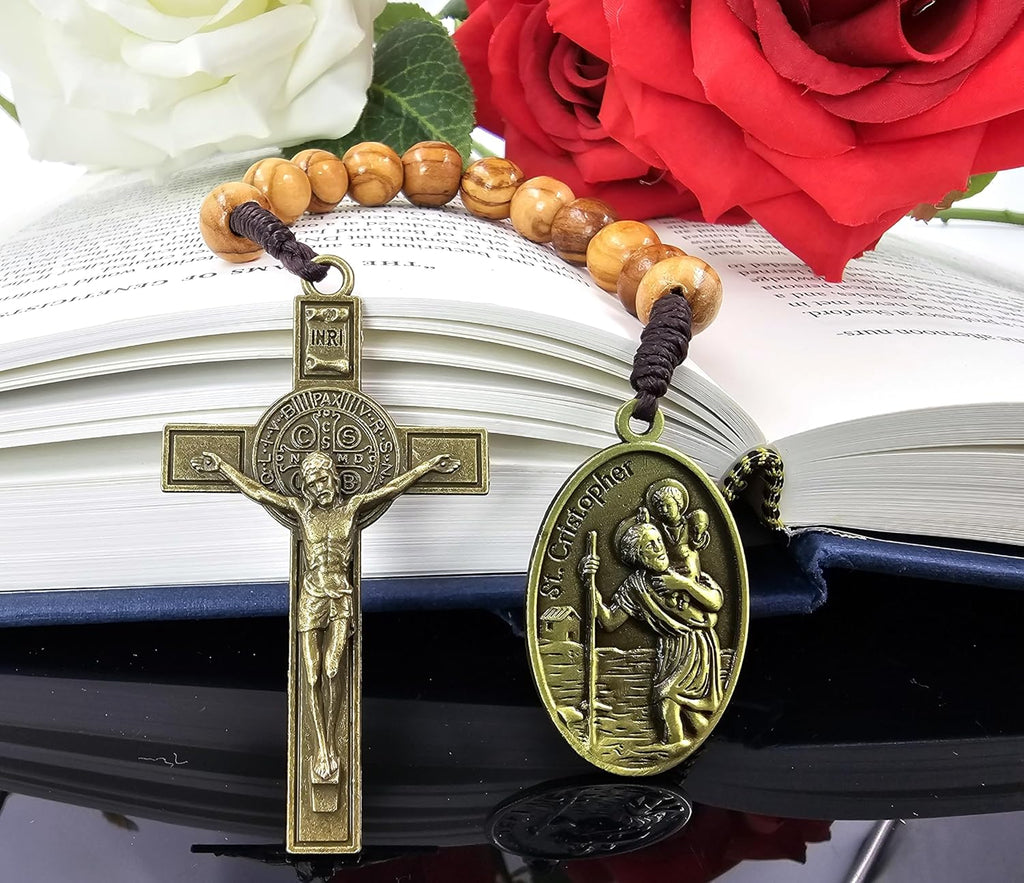 Saint Christopher Medal One Decade Pocket Rosary St Benedict