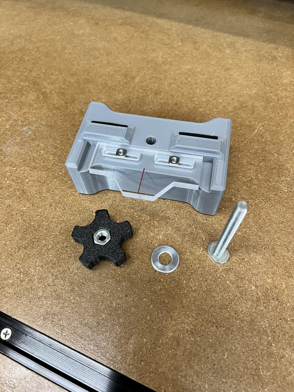Stop Block for T Track w/Acrylic Pointer & Micro Adjust (Grey)