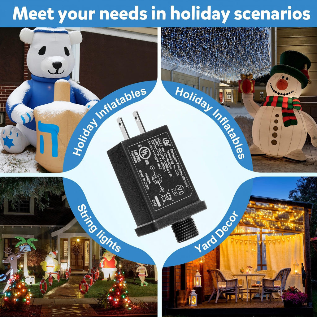 1 Pack 12V 1.5A Class 2 Power Supply, Halloween Inflatables Adapter