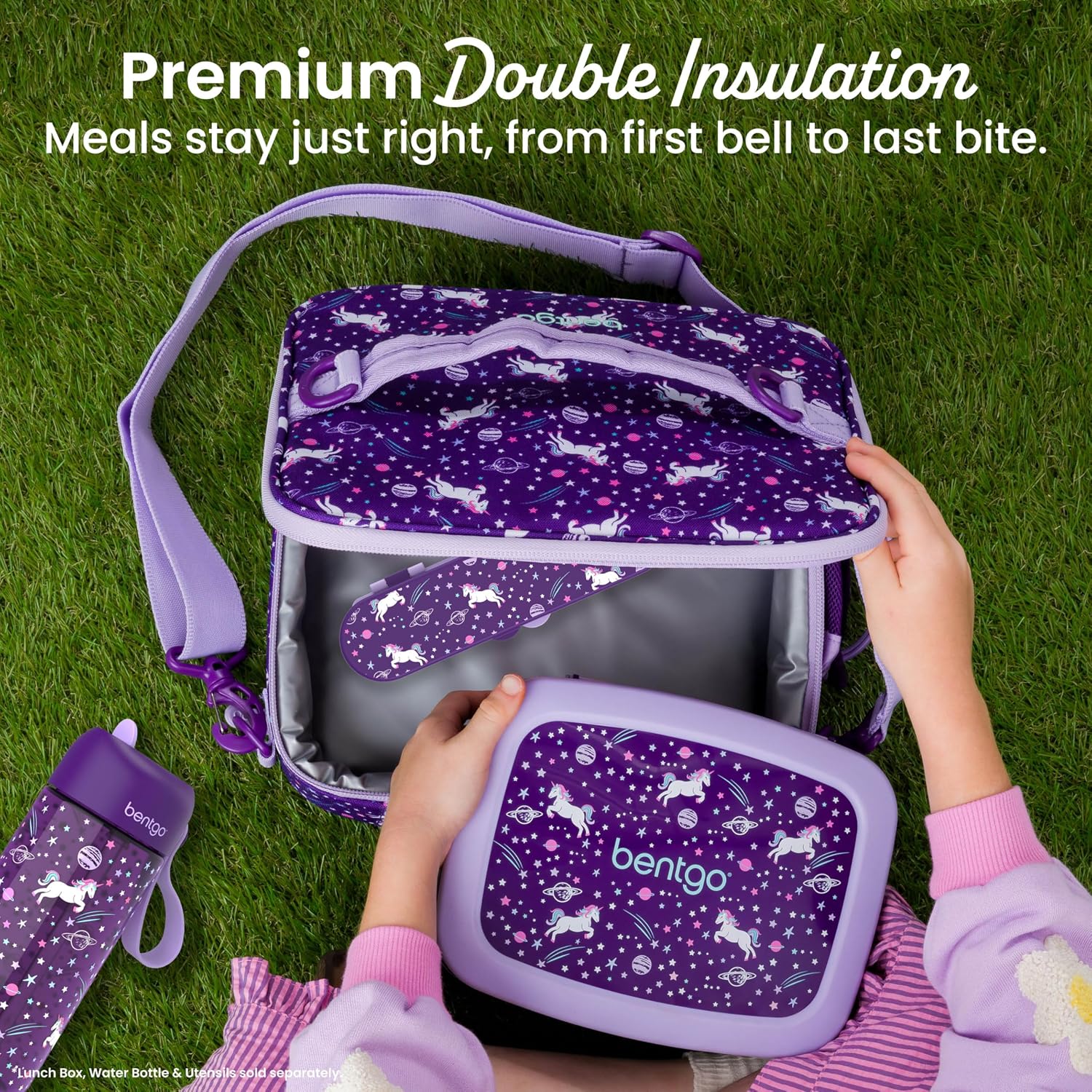 Kids Prints Double-Insulated Reusable Lunch Bag | For Kids 3+, Adjustable Strap; Holds Lunch Box/Water Bottle/Snacks;