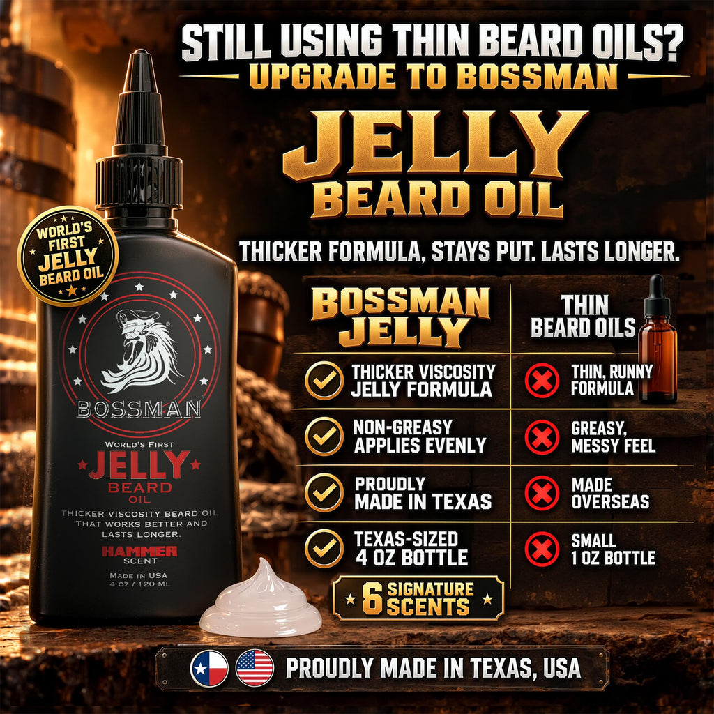 Jelly Beard Oil (4 oz) - Thicker Formula, Texas Made - Hammer Scent