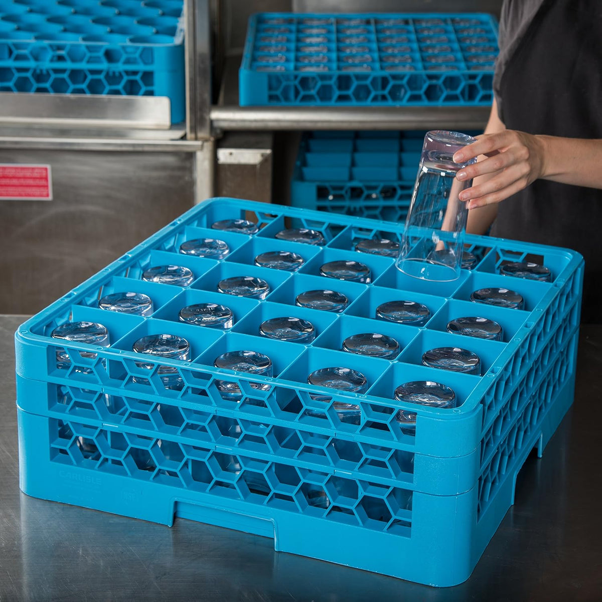 Carlisle Commercial Dishwasher Glass Rack, 25 Compartments, 2 Extenders