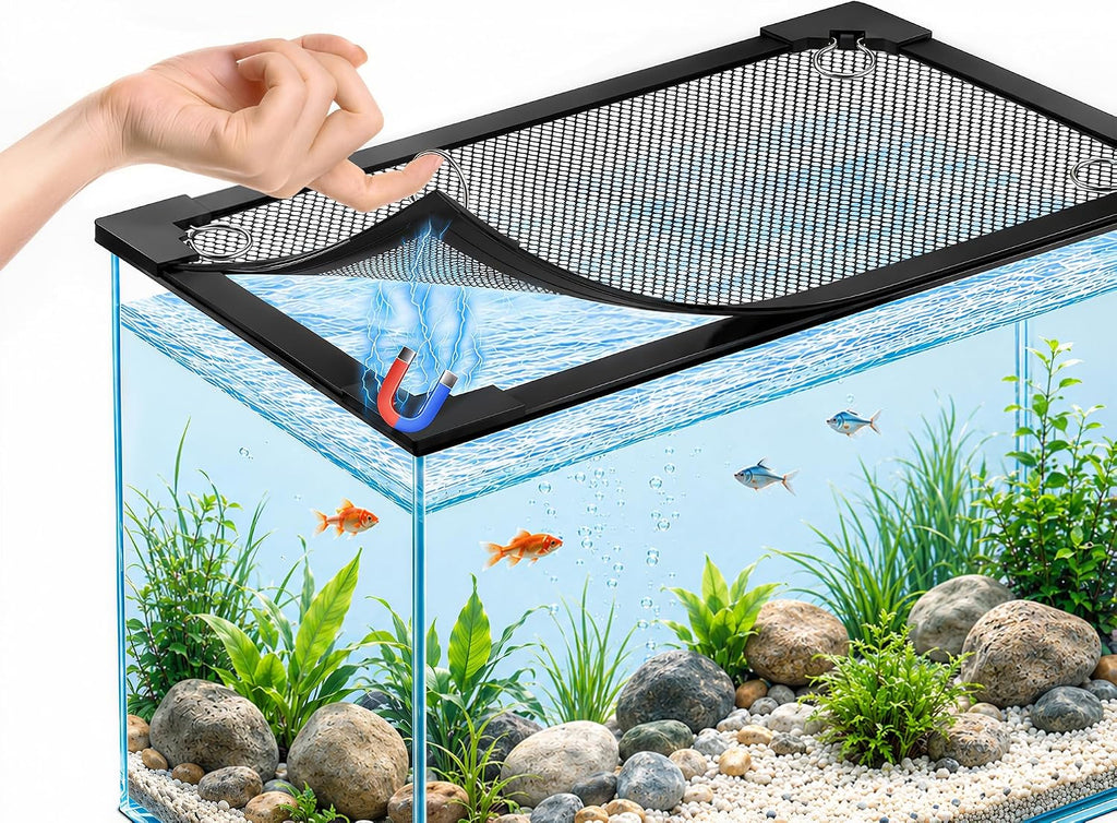 Magnetic Aquarium Lid, DIY Mesh Cover for Rimless & Curved Fish Tanks