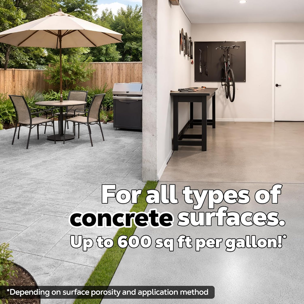 Concrete Sealer for Driveway 1 Gallon | Penetrating Water Based Paver Sealer Outdoor Waterproof | Natural Look Cement