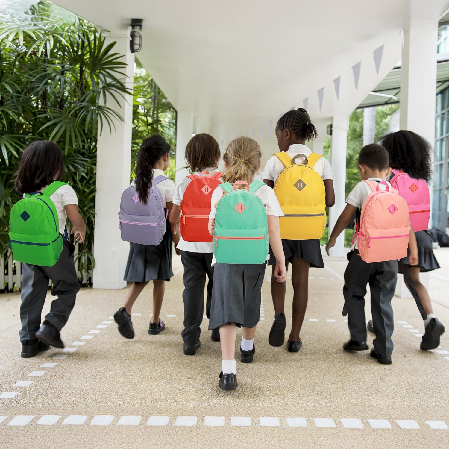 24-Pack 17" Bulk Backpacks for School, Assorted 12 Colors, Durable Bookbags for Students, School Drives, Donations