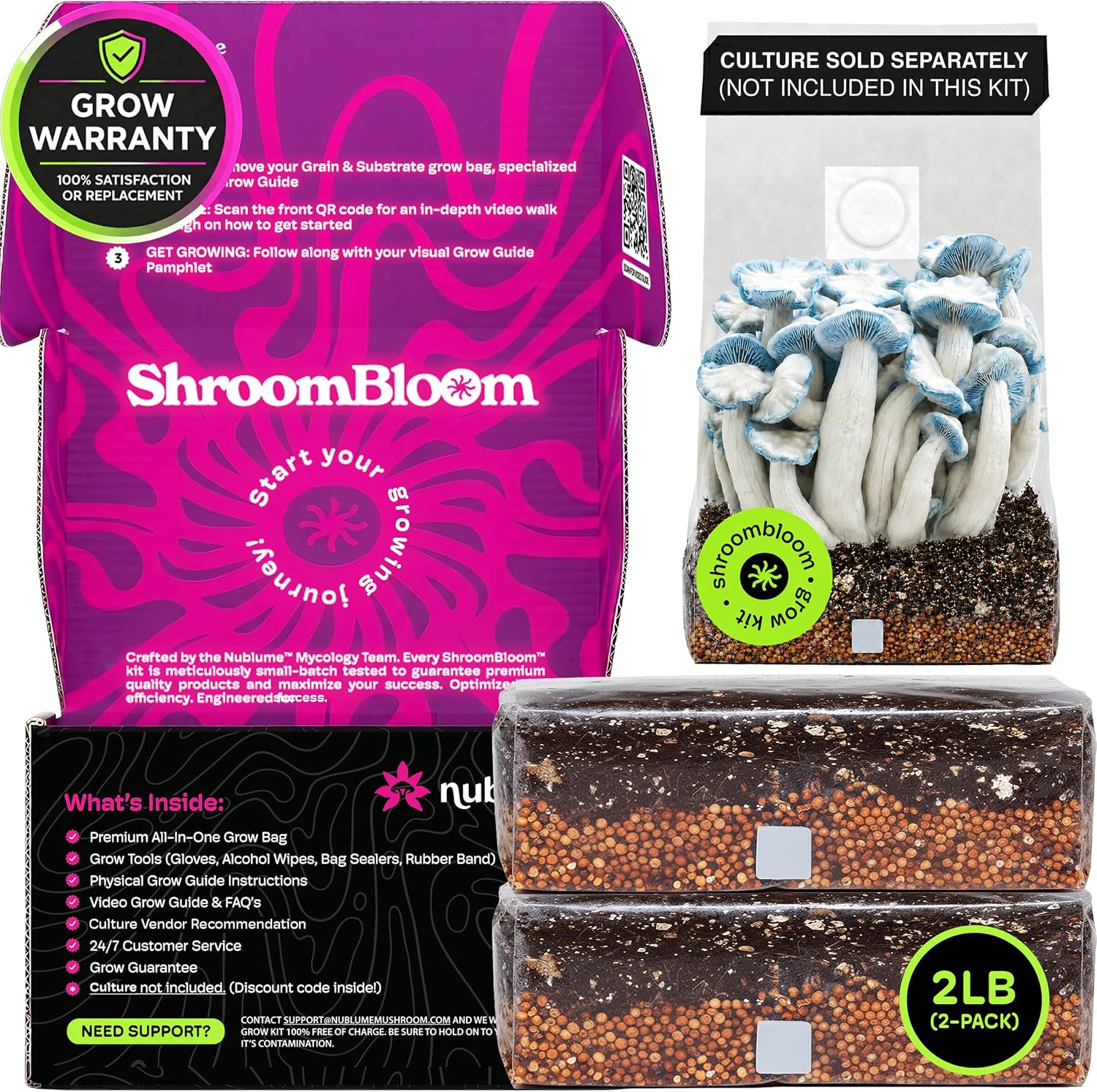 Mushroom Grow Kit – All-in-One 2LB (2-Pack) Grow Bag with Self-Healing Port – Fast-Colonizing Universal Substrate for