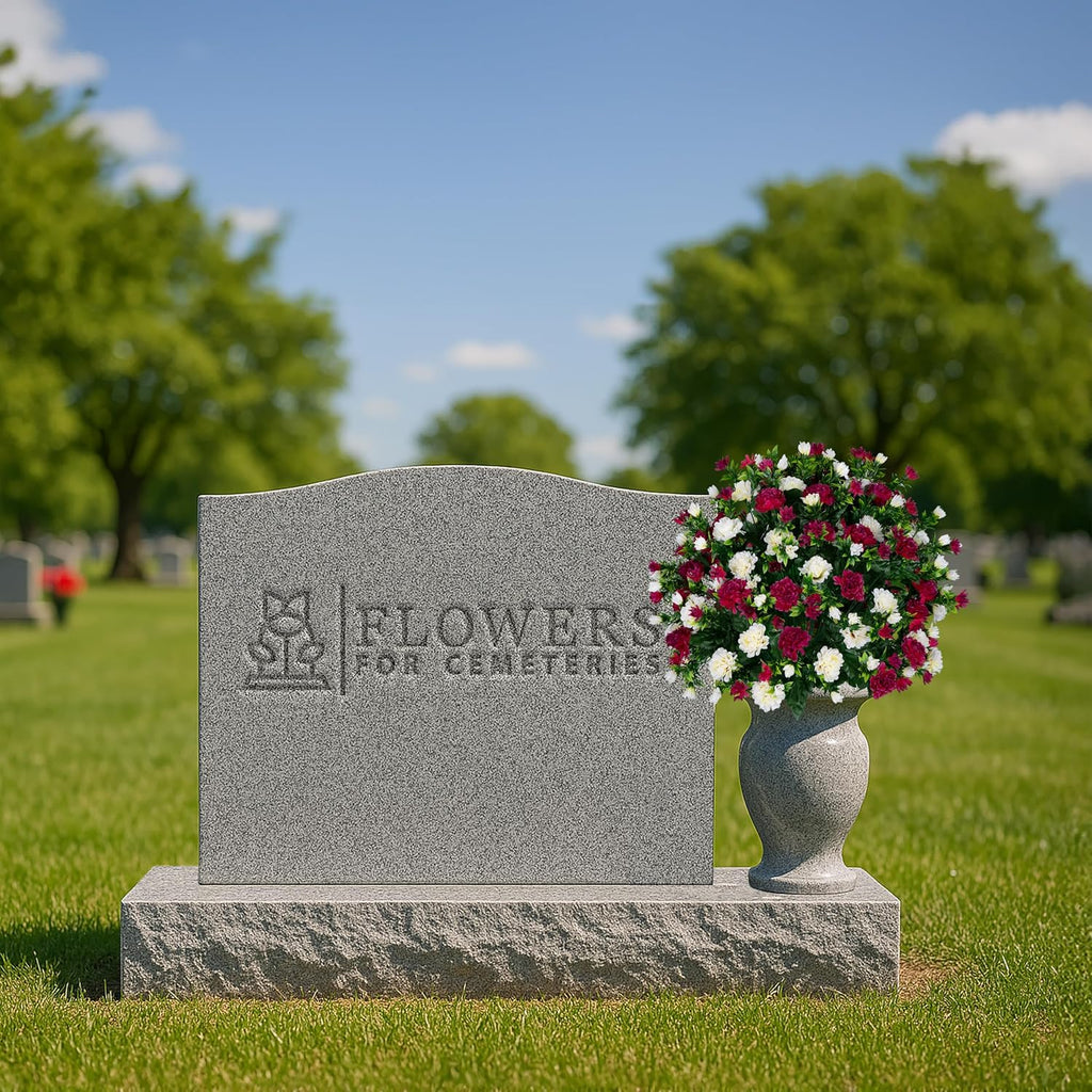 Artificial Cemetery Flowers - Gravesite Memorial Arrangment - Beauty & Cream Garden Mums - (1) Bouquet