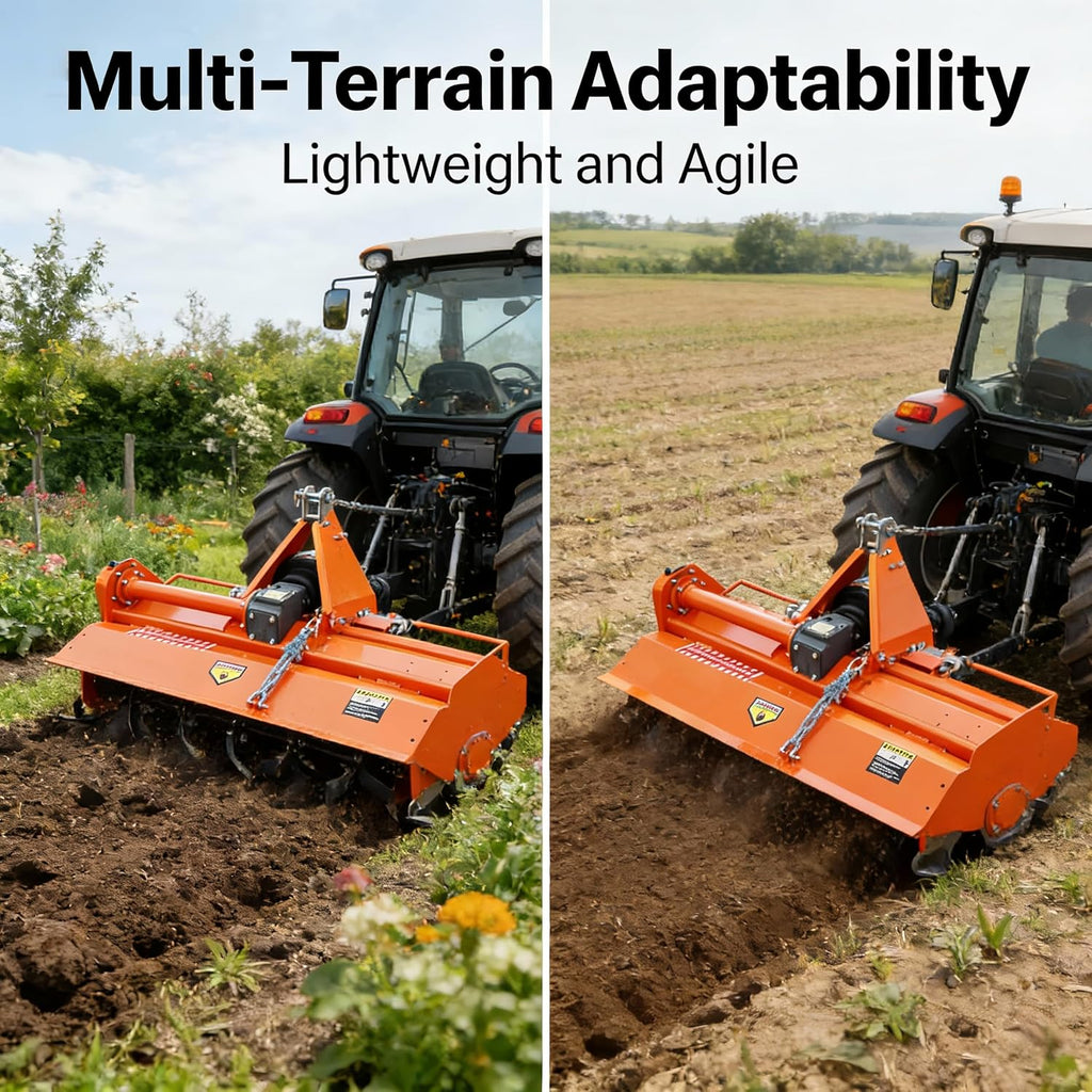 49” 3 Point Rotary Tiller for 20-30HP Compact Tractors.(PTO not Included) | Cat 1 Cultivator with 28 Replaceable
