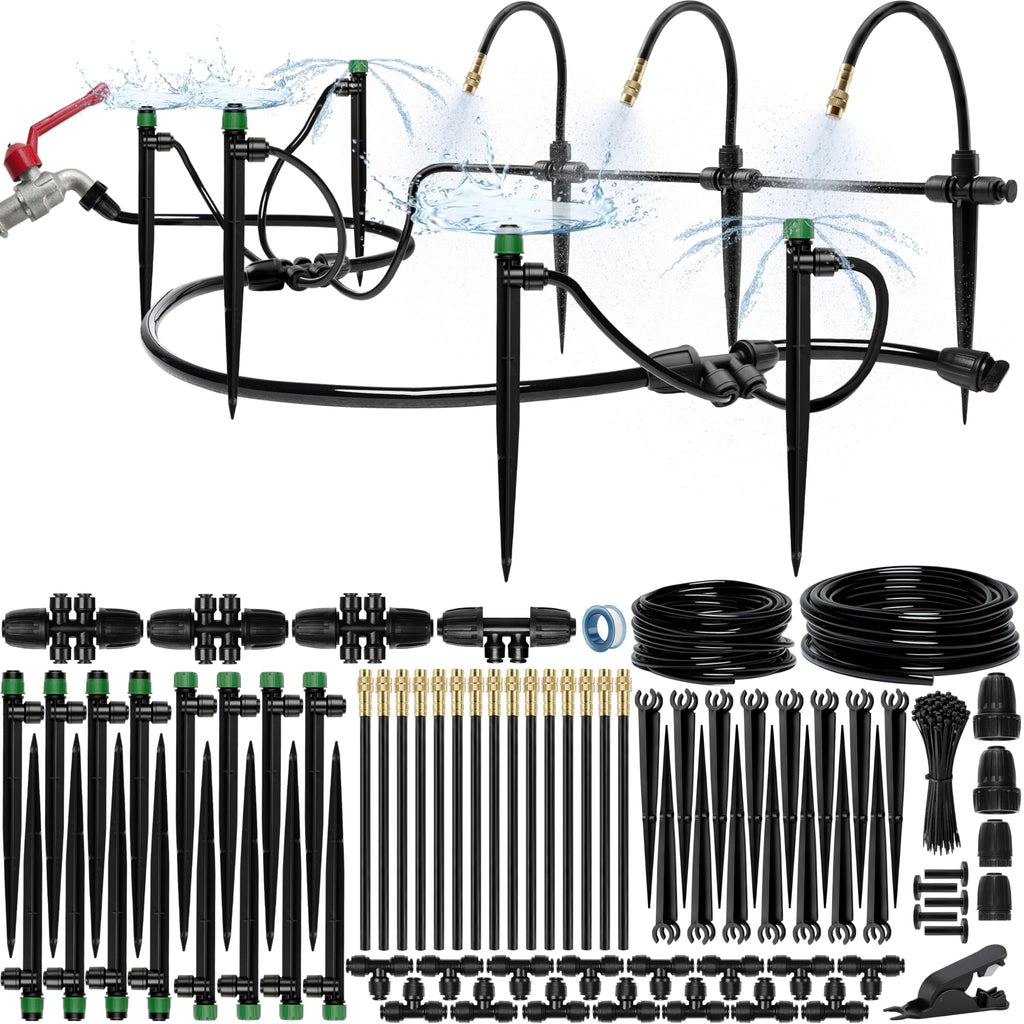Drip Irrigation System Kit with Atomizing Copper Nozzles 100 feet
