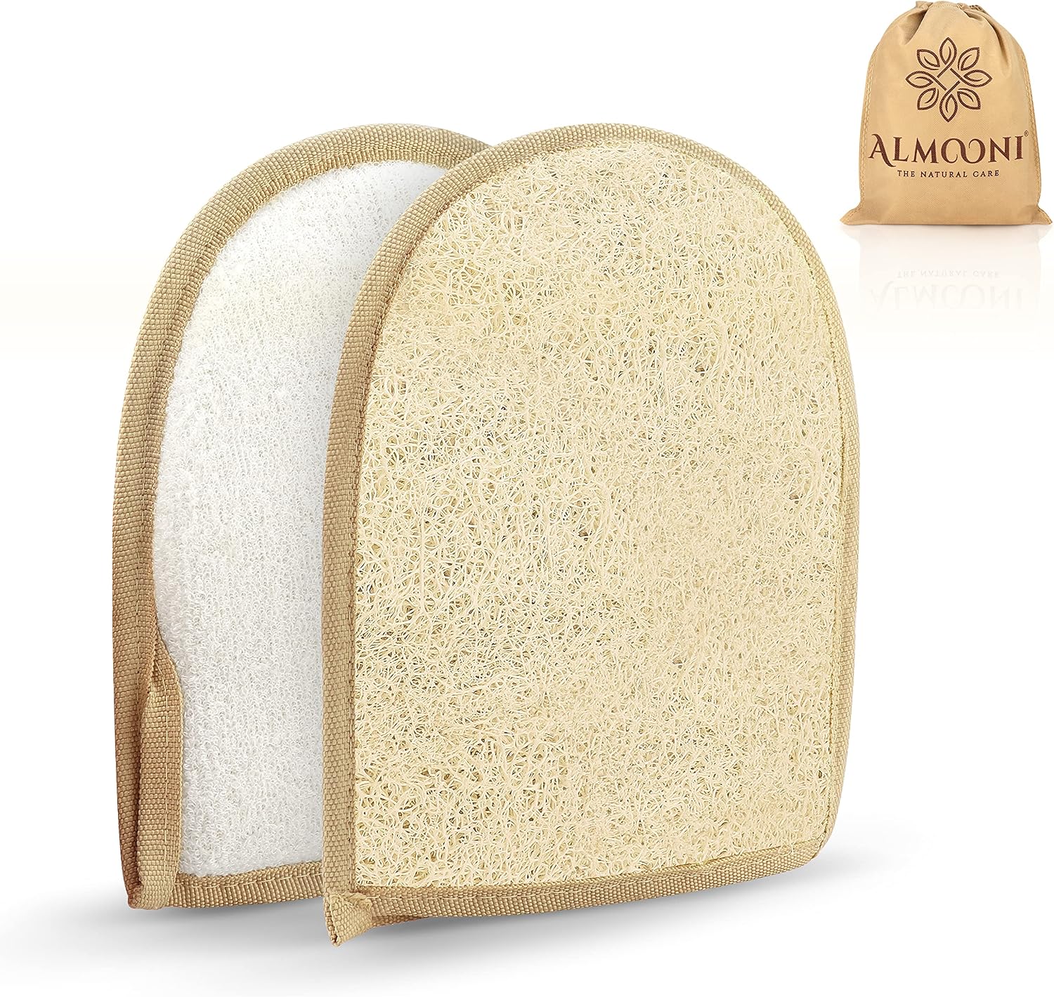 Egyptian Loofah Gloves for Women & Men, Real Natural Egyptian Loofah Mittens with Terry Cloth, Premium Exfoliating