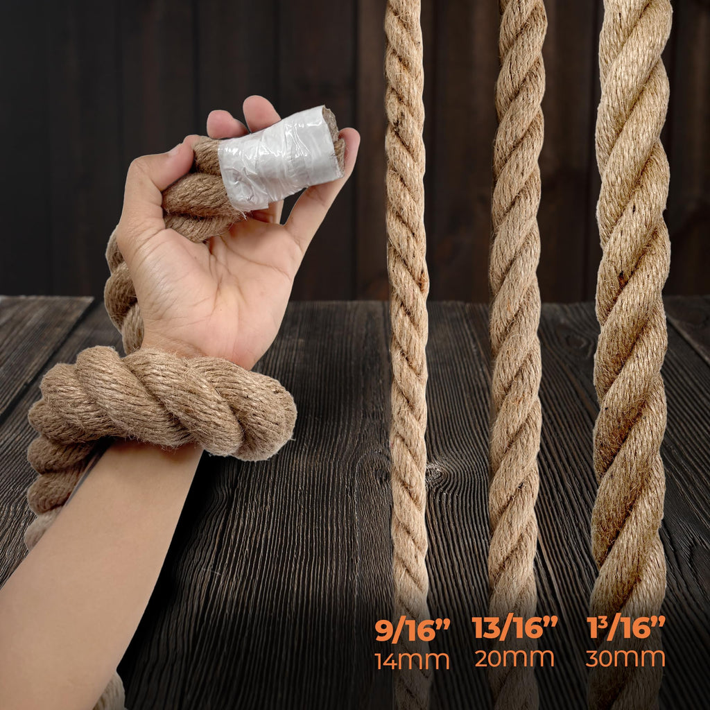 Jute Rope 1-3/16 Inch x 49 ft Extra Thick Decorative Rope