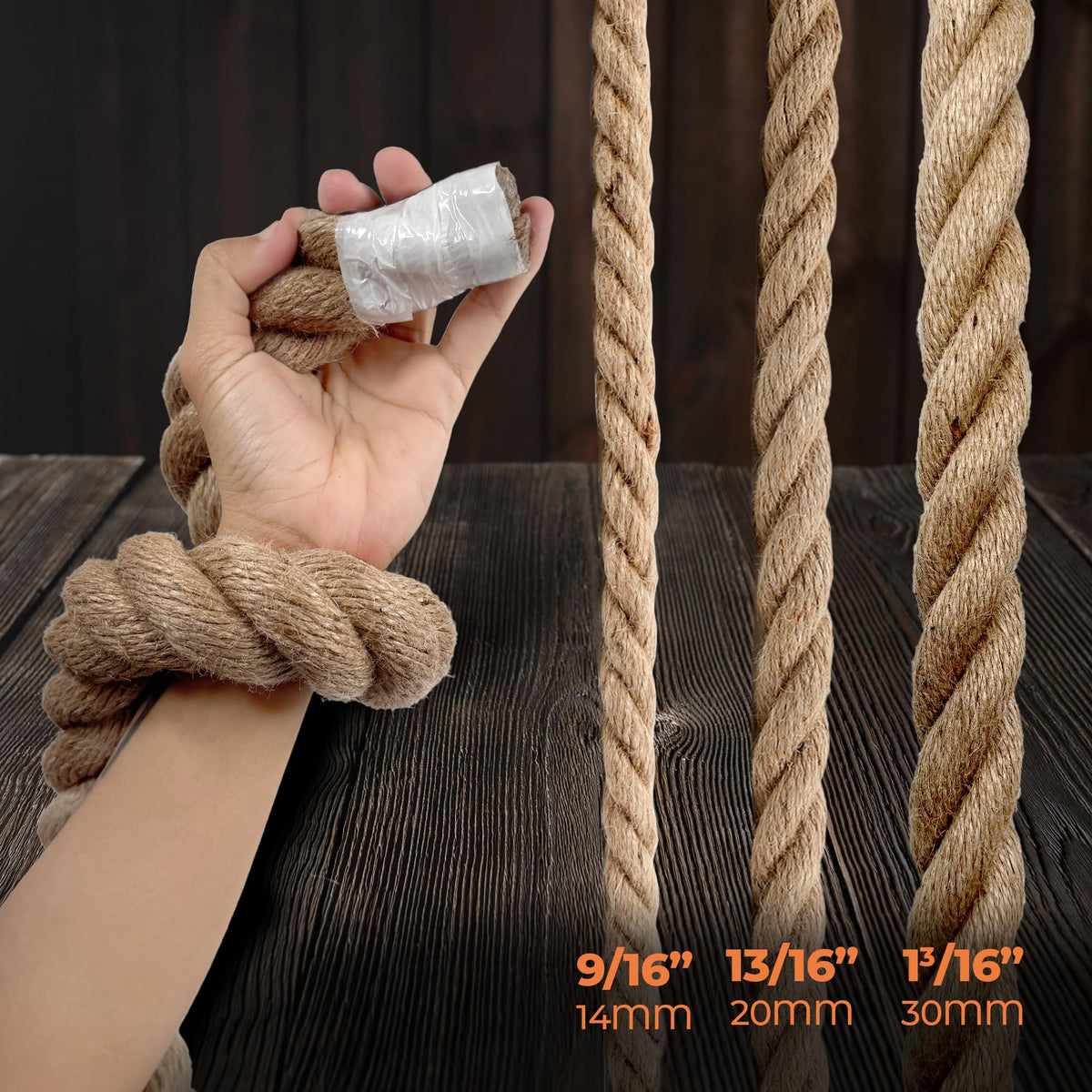 Jute Rope 1-3/16 Inch x 49 ft Extra Thick Decorative Rope