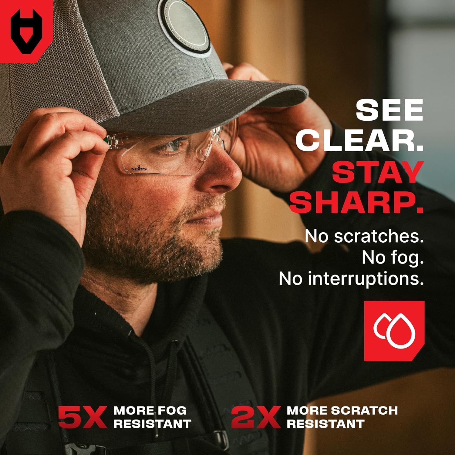 Clear Safety Glasses for Men and Women with Anti-Fog and Scratch Resistant Wrap Around Lenses, Adjustable Temples and