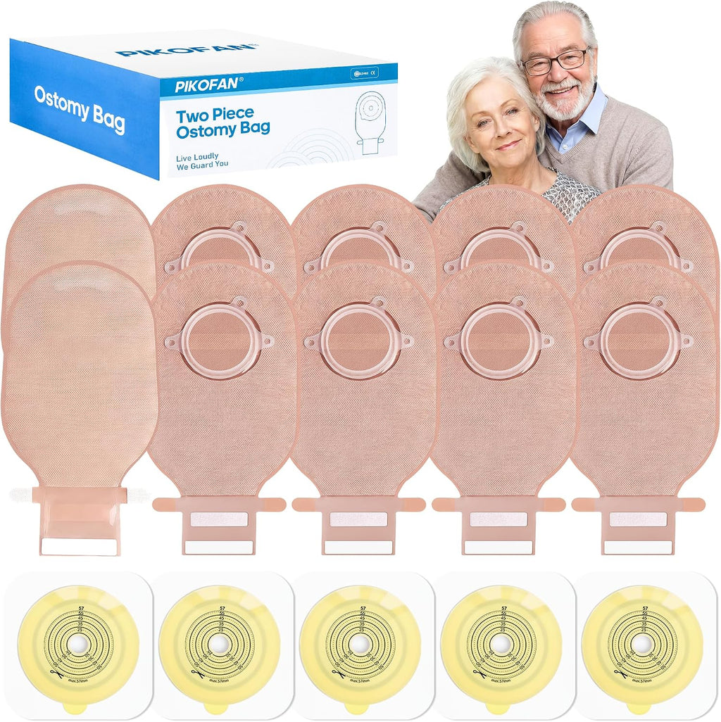 100 Count) 68 Colostomy Bags+32 Barriers, Two-Piece System with Hook and Loop Closure, Ostomy Supplies for Stoma