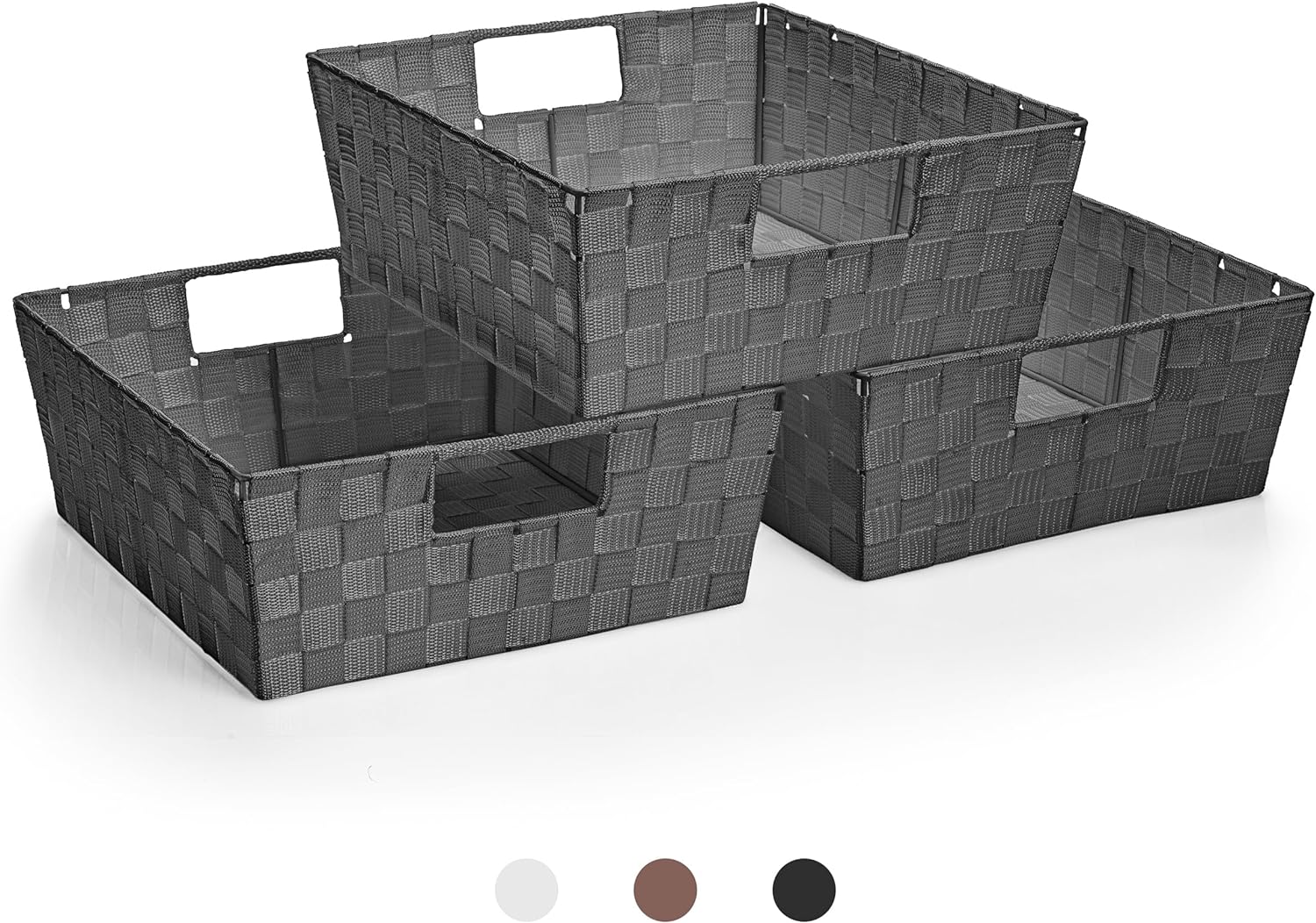 Set of 3 Large Storage Baskets for Organizing, Mesh Hand-Woven Design, Linen Closet Organizers and Storage, Organizer
