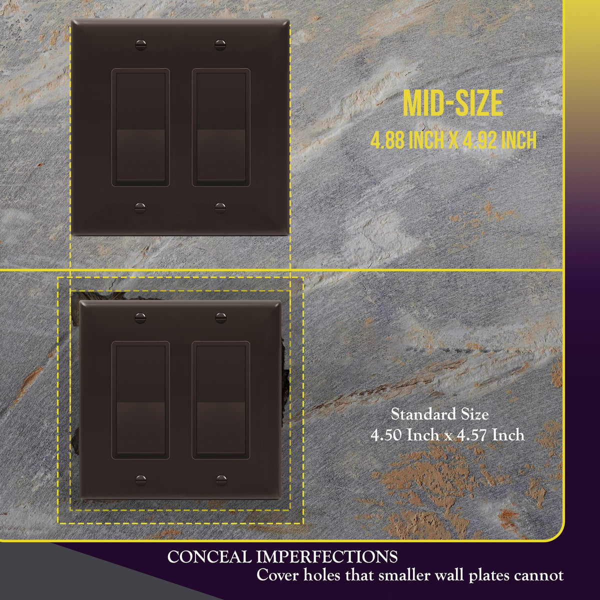 ENERLITES 2-Gang Brown Mid-Size Decorator Switch Outlet Wall Plate Cover
