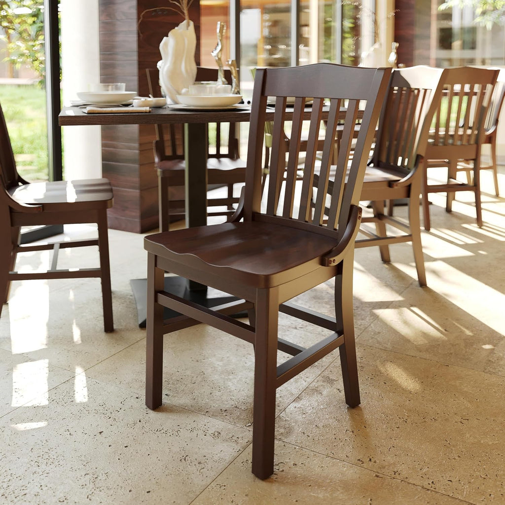 Hercules Wood School House Back Restaurant Chair, Walnut