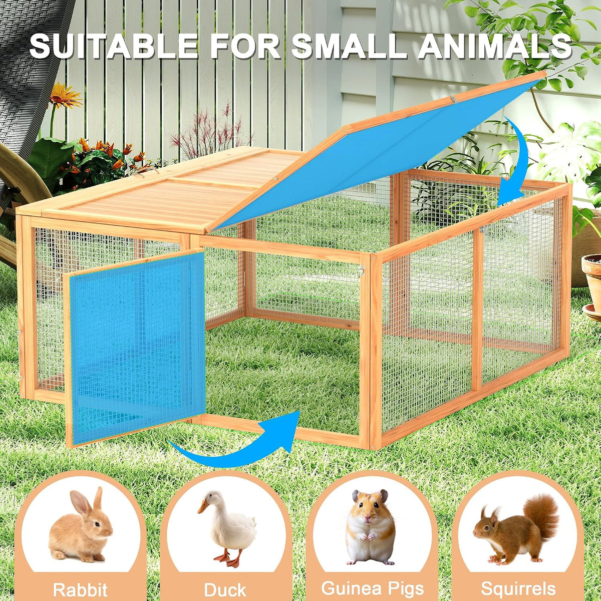 Portable Chicken Coop Run, Folding Rabbit Hutch, Logs