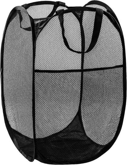 Pop Up Laundry Hamper, 70L Collapsible Mesh Laundry Basket with Side Pocket, Foldable Dirty Clothes Hamper with