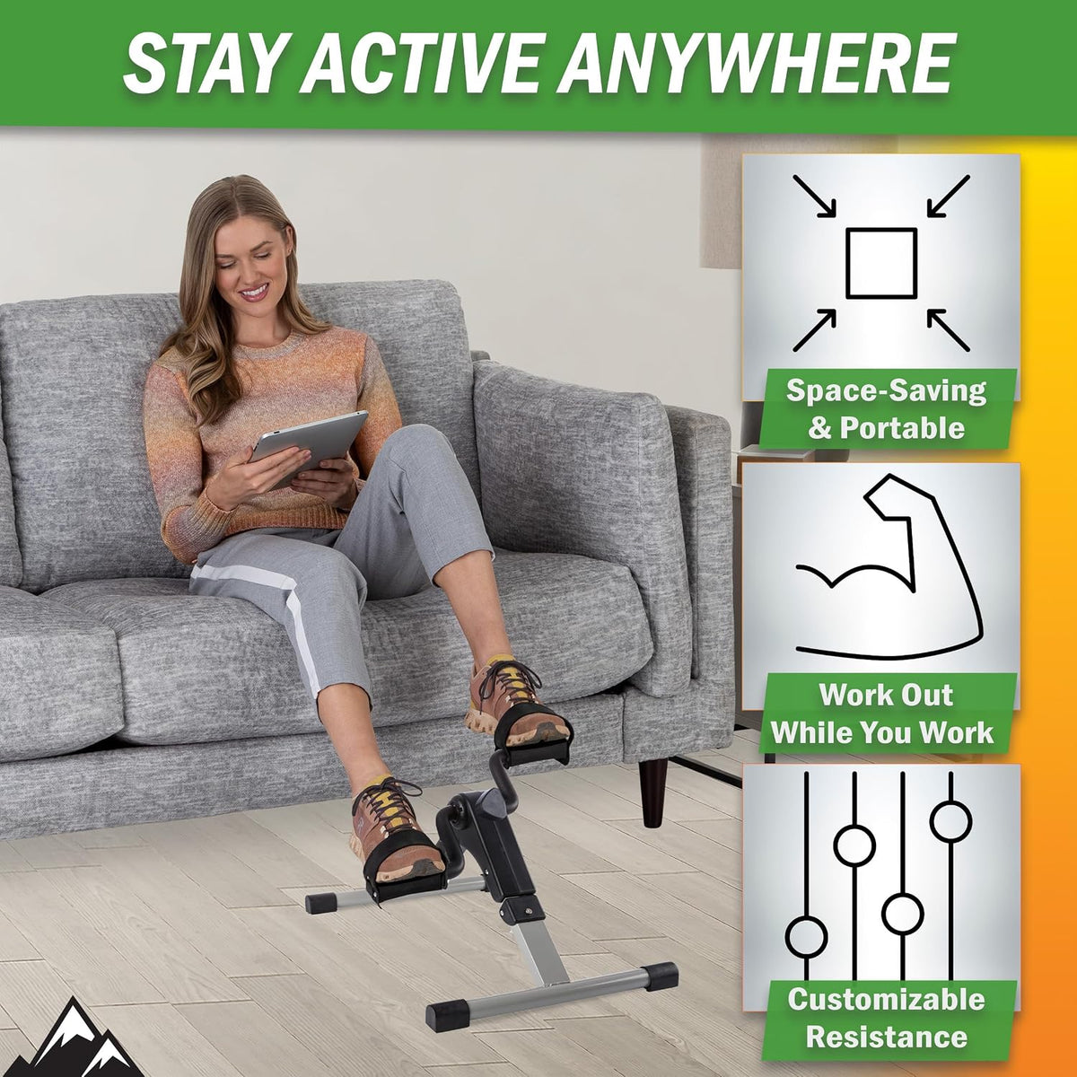 Under Desk Exercise Bike Pedal Exerciser – Mini Stationary Cycle with Adjustable Resistance, Calorie Tracker &