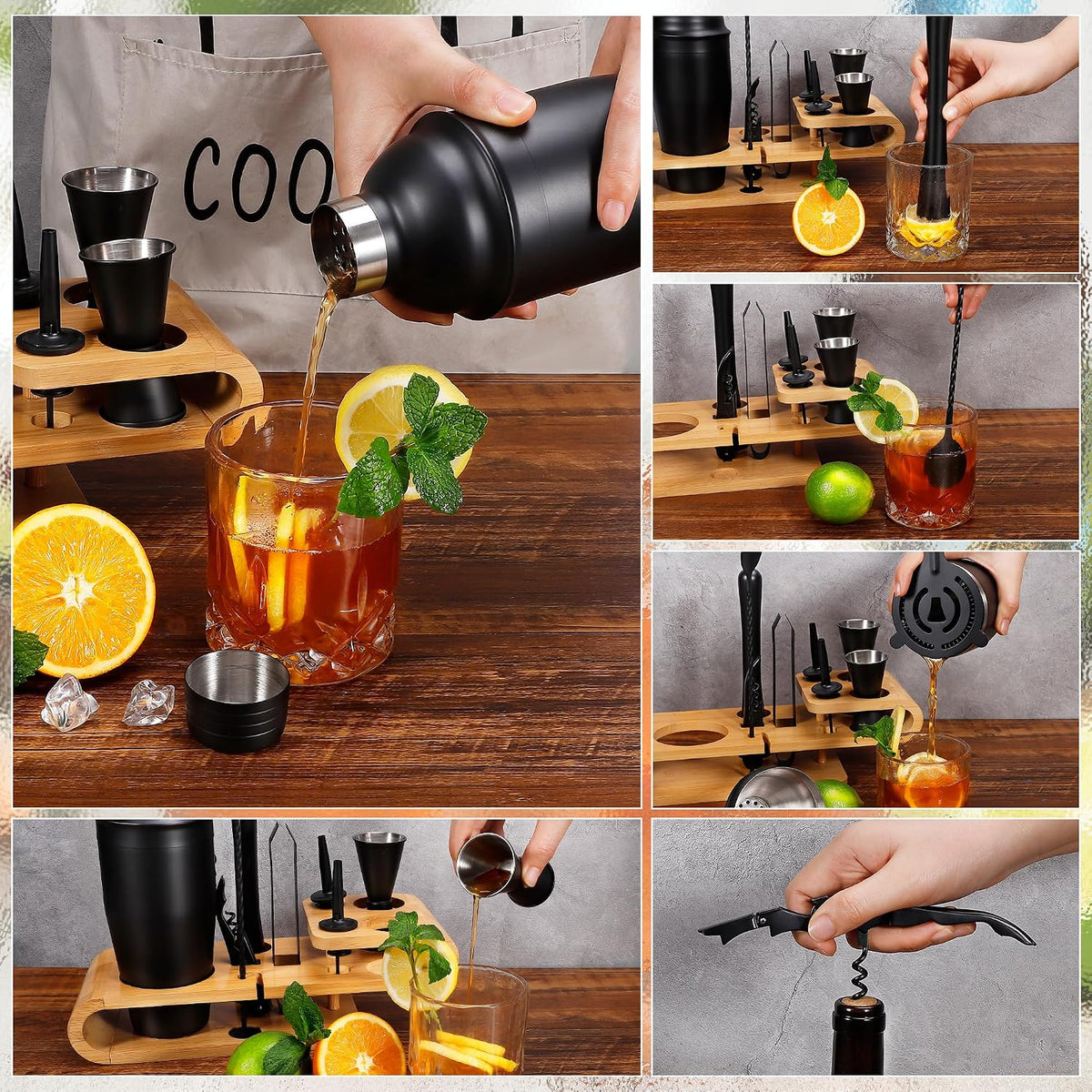 Cocktail Shaker Set - 12-Piece Complete Bartender Kit for Home Bar and Cocktail Making - Includes Cocktail Shaker