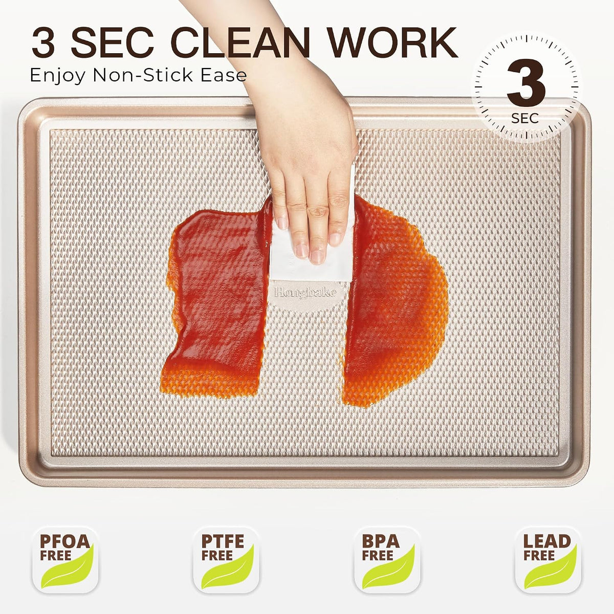 Baking Sheet Pan Set of 3, Cookie Sheets for Oven, Nonstick Half/Quarter/Jelly Roll Pans with Diamond Texture