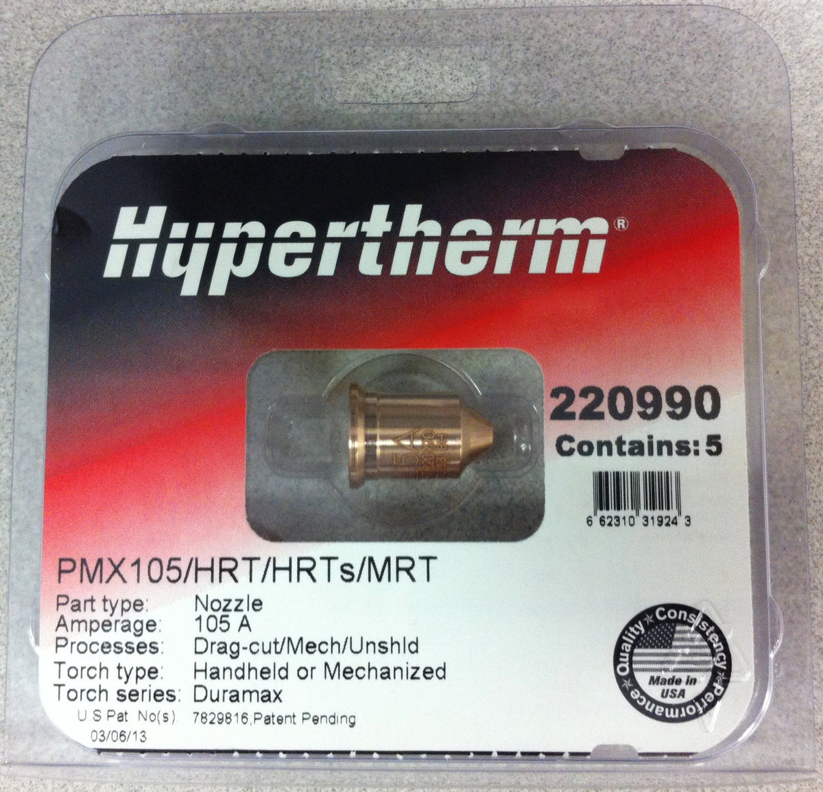 Hypertherm 220990 Nozzle for 105A Cut, 5 pack