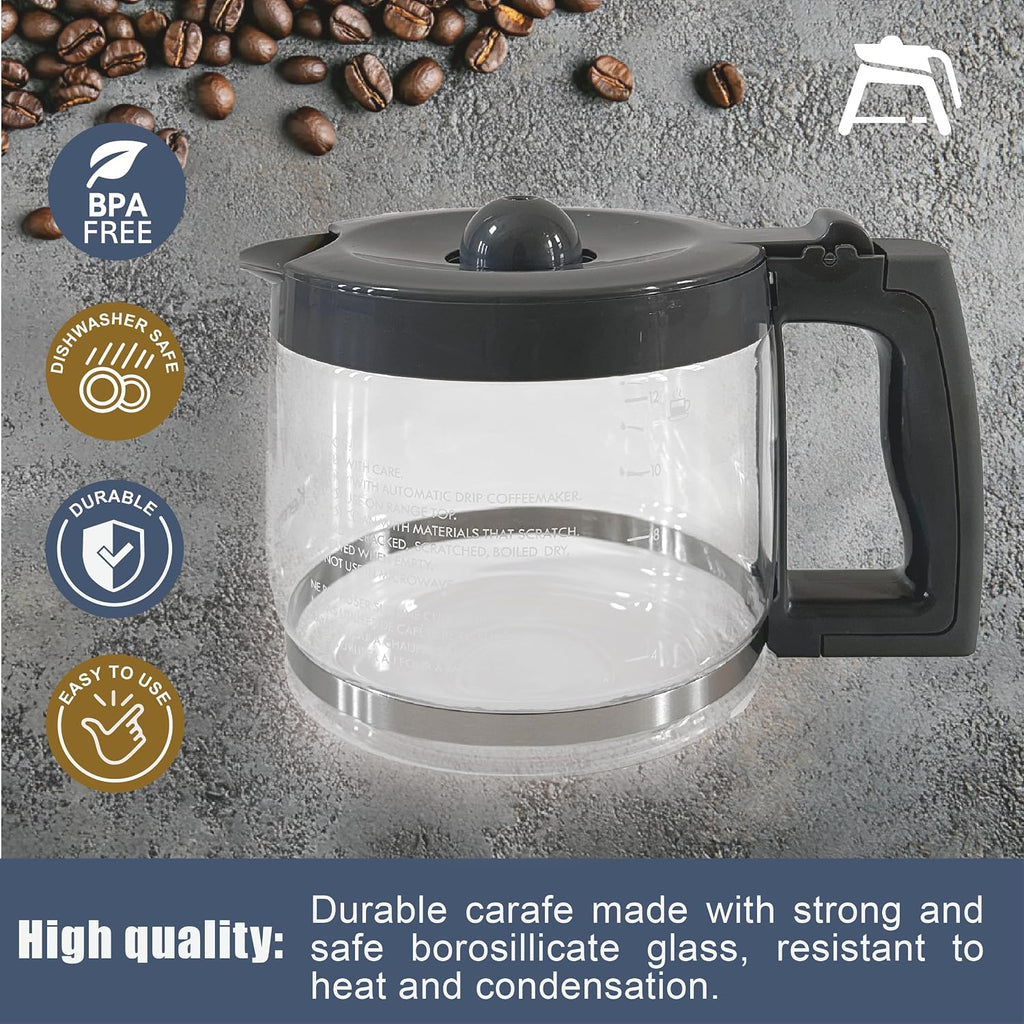 12-Cup Glass Replacement Carafe,Gray, Compatible with Kenmore Coffee Maker KKCM12S-AZ