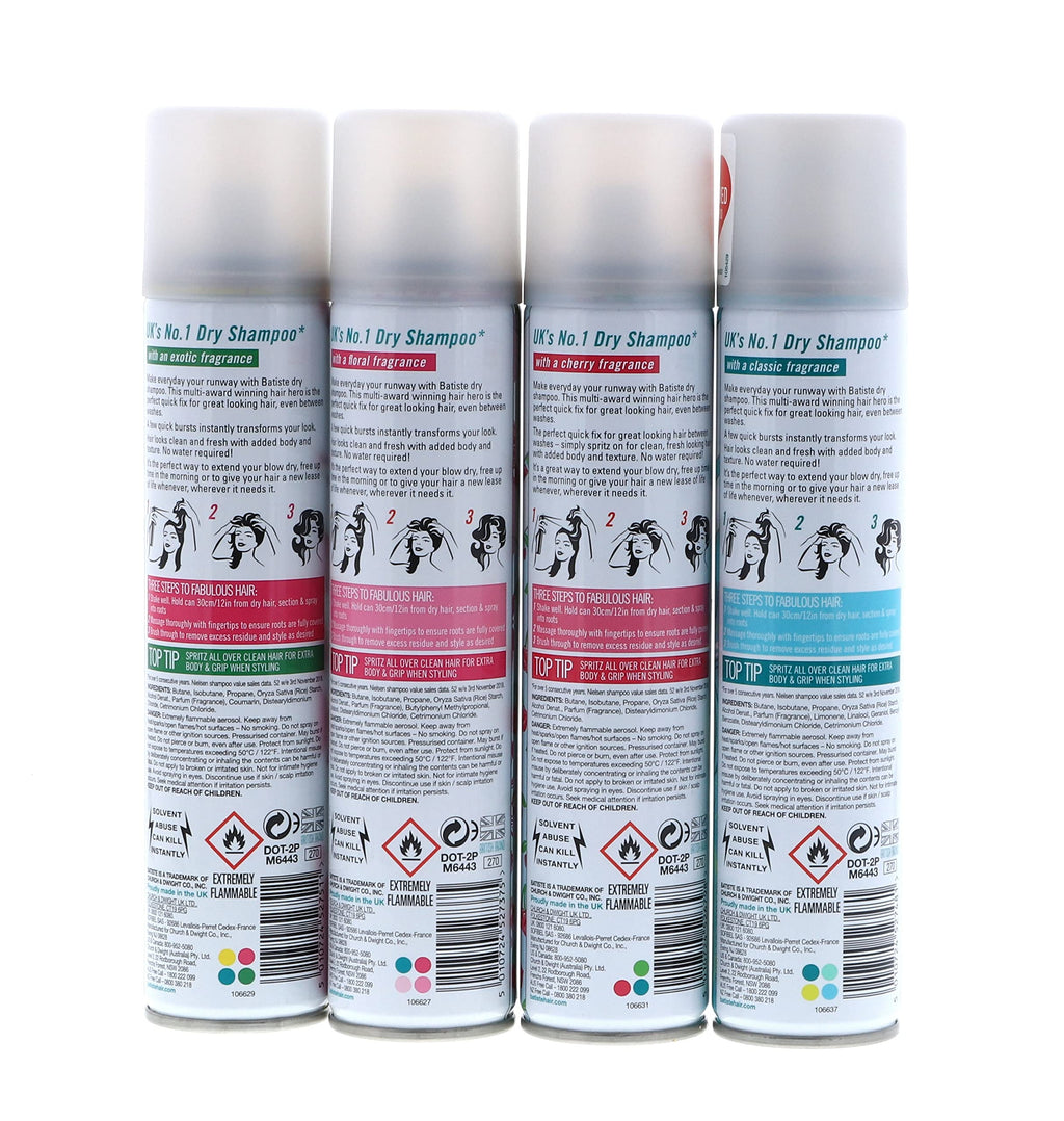Dry Shampoo Original, Cherry, Blush, Tropical (4 pack) 6.73 oz