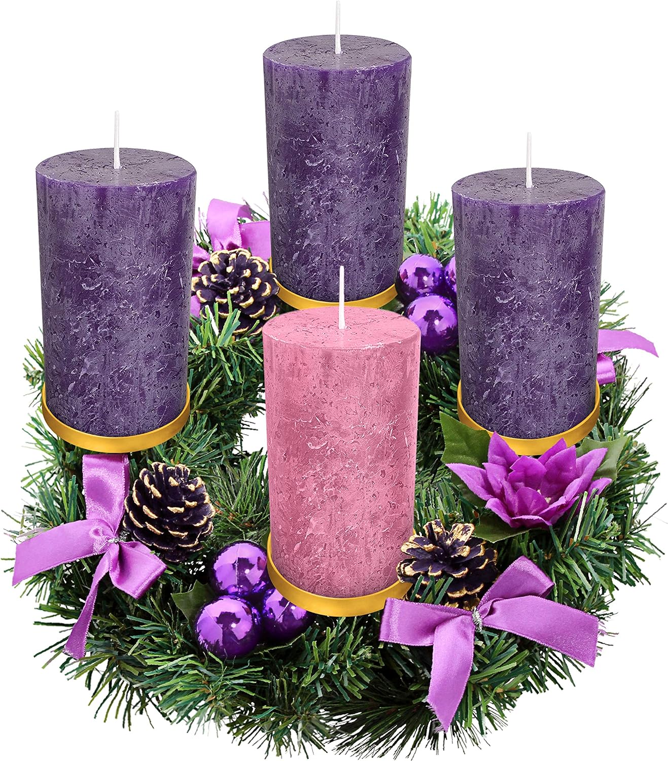 Advent Candle Set of 4 - Rustic Pillar Advent Candles - Made in The USA - Christmas Advent Candles for Advent Rings