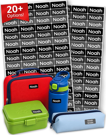 Personalized Universal Name Labels for Kids & Adults - Black [70pcs] - Waterproof Name Stickers for School, Daycare &