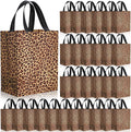 80 Pieces Leopard Gift Bags Set Glossy Reusable Tote with Handles Grocery Bags for Wedding, Bachelorette Party