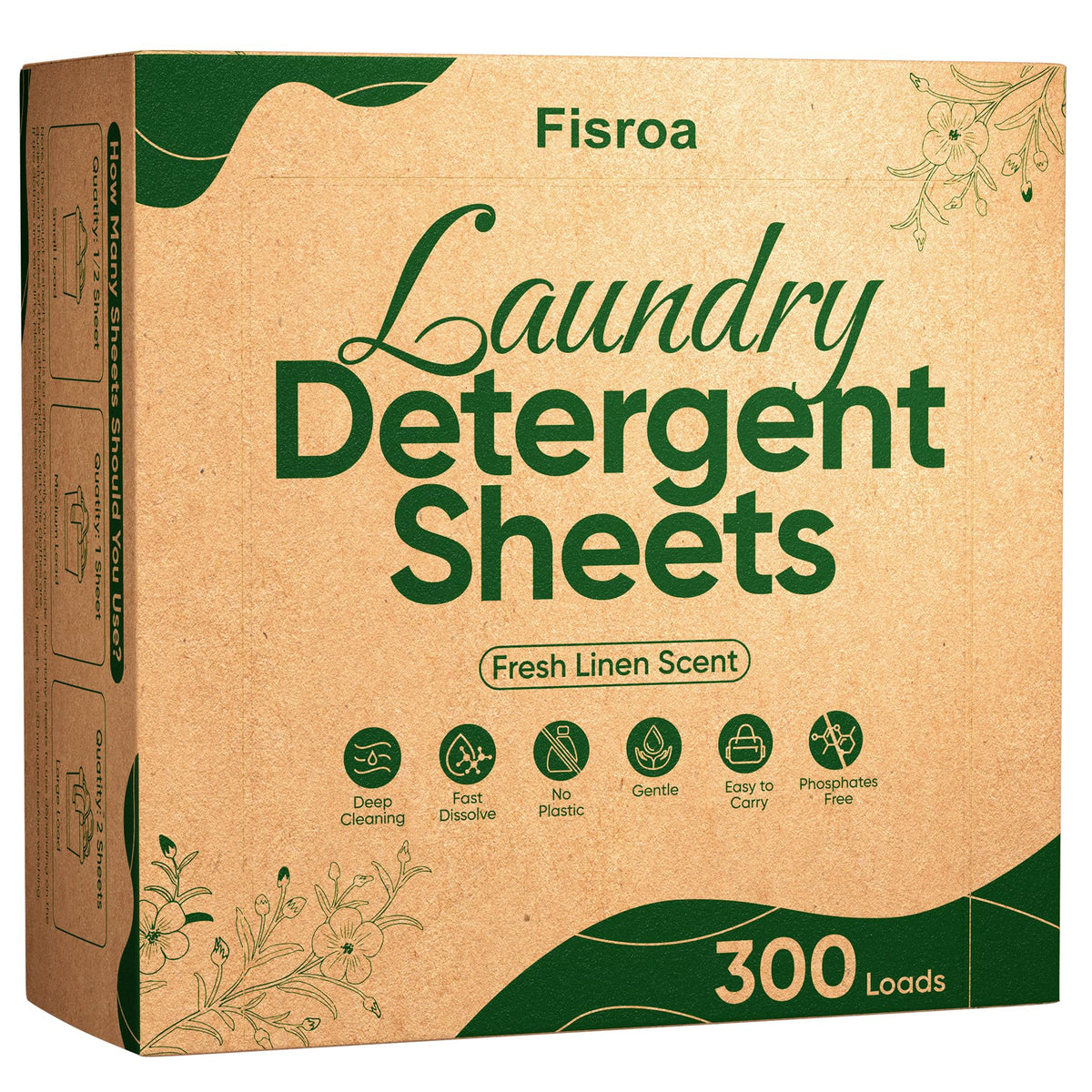 Laundry Detergent Sheets 300 Loads Travel Washer Strips, Fresh Linen