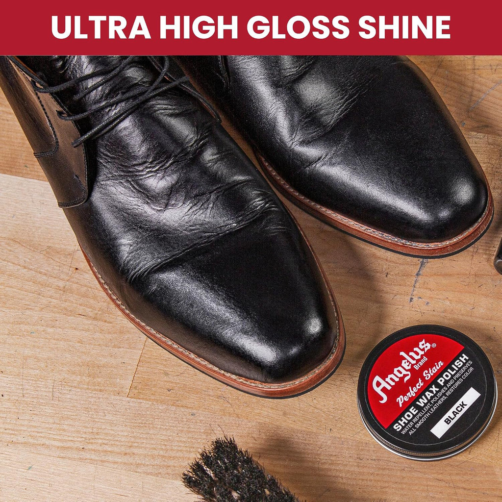 Perfect Stain Shoe Wax Polish, Professional Shoe Polish Solid Paste Wax For Leather Shoes & Boots, 3 fl oz, Black