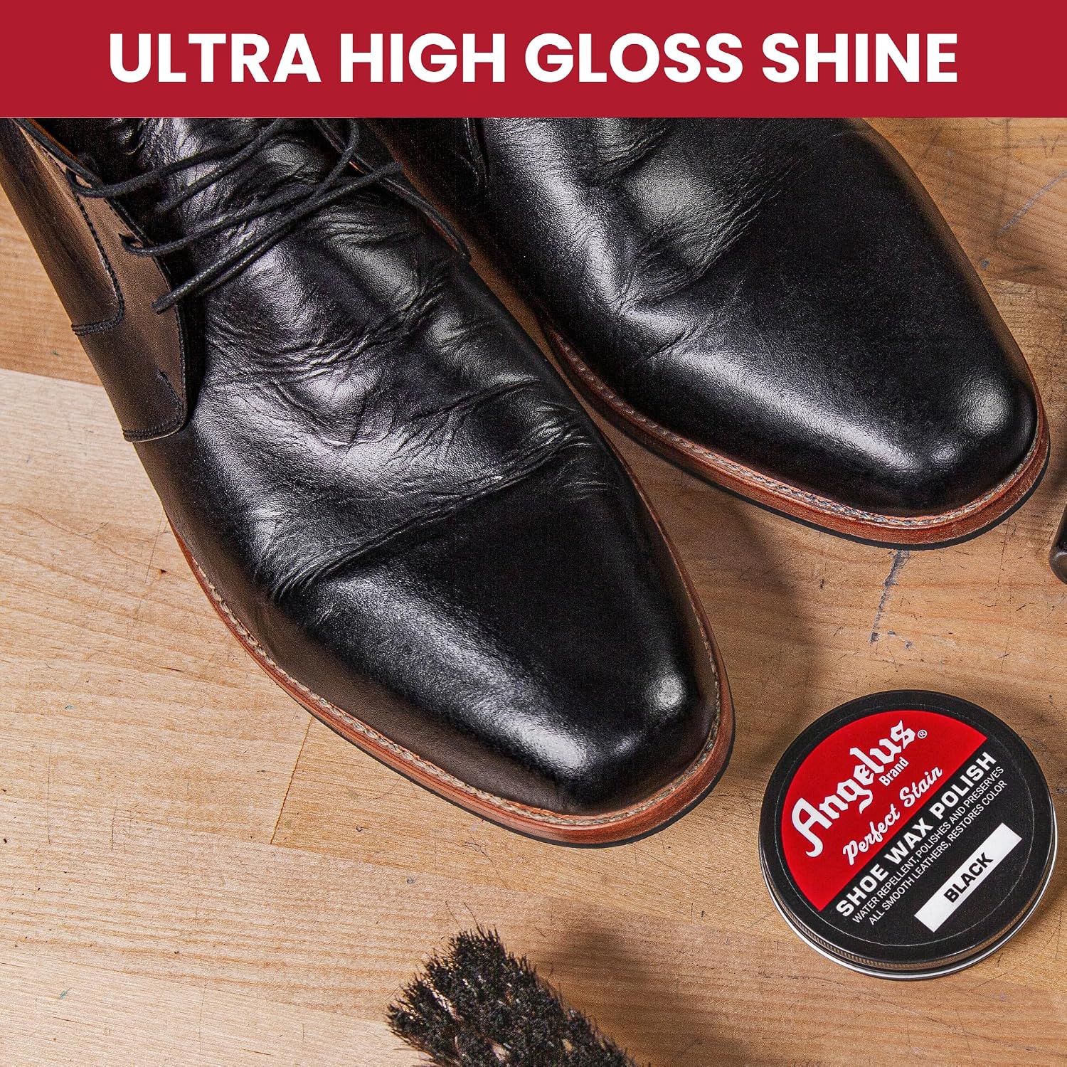 Perfect Stain Shoe Wax Polish, Professional Shoe Polish Solid Paste Wax For Leather Shoes & Boots, 3 fl oz, Black