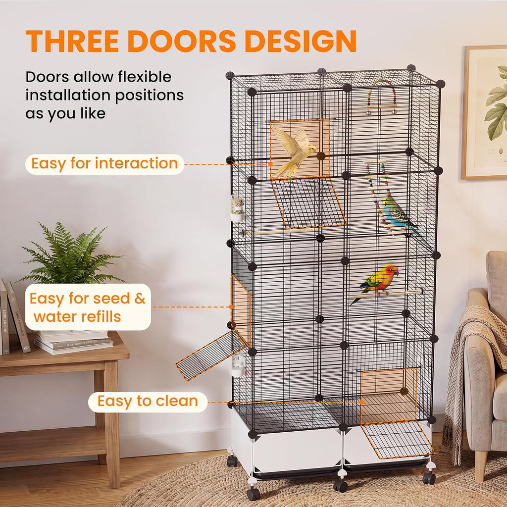 67 in Extra Large Bird Cage, Thickened Encrypted Metal Parakeet Cage