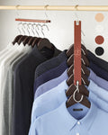 Space Saving Hangers for Closet – 4 Pack European Beechwood 6-Tier Shirt Organizer with 360° Swivel Hook –
