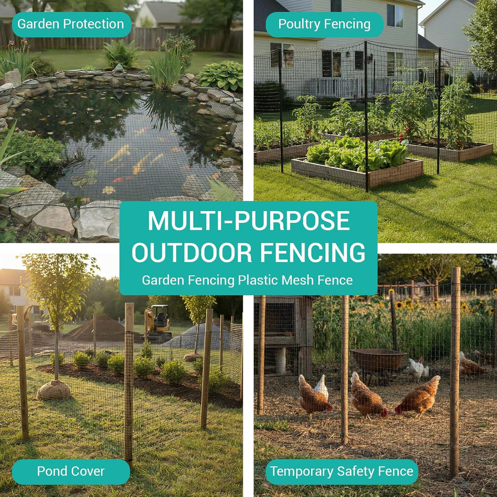 7.5ft*100ft Deer Fence Netting, Heavy Duty HDPE Mesh Animal Barrier, Black